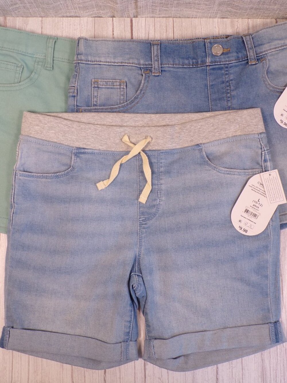 NWT Wonder Nation Girls' L (10/12 plus) Cotton Shorts 3-Pack